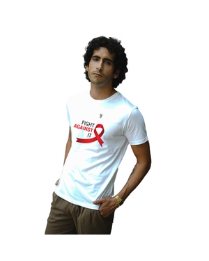 Fight Against It Greys and Blues Pima Unisex Round Neck T-shirt - White